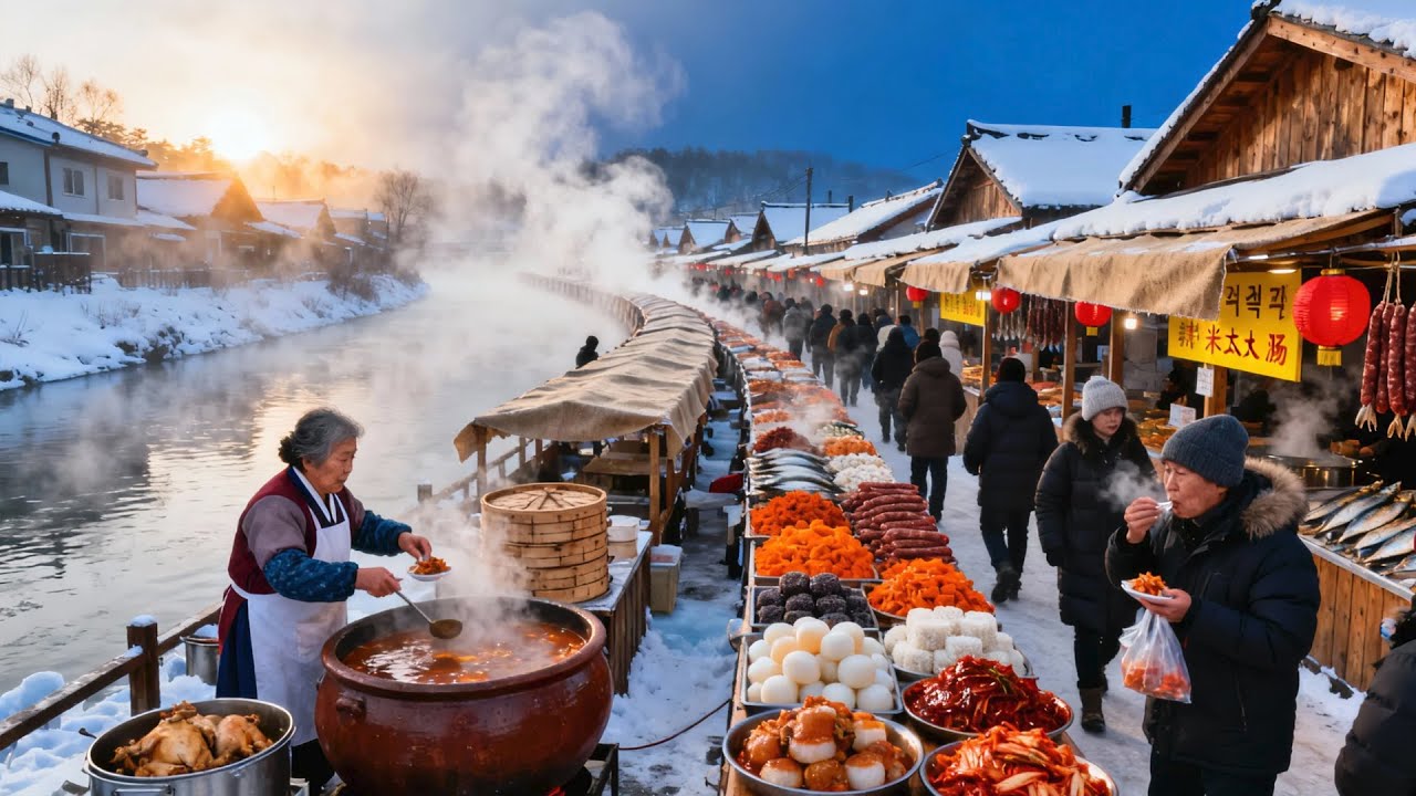 Icy Delights at Yanji Water Market: North Korea and Chinese Foods 