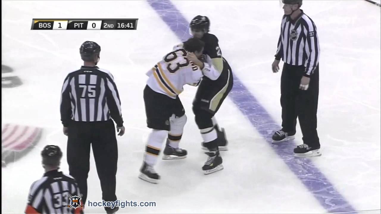 Brad Marchand vs Matt Niskanen Dec 5, 2011