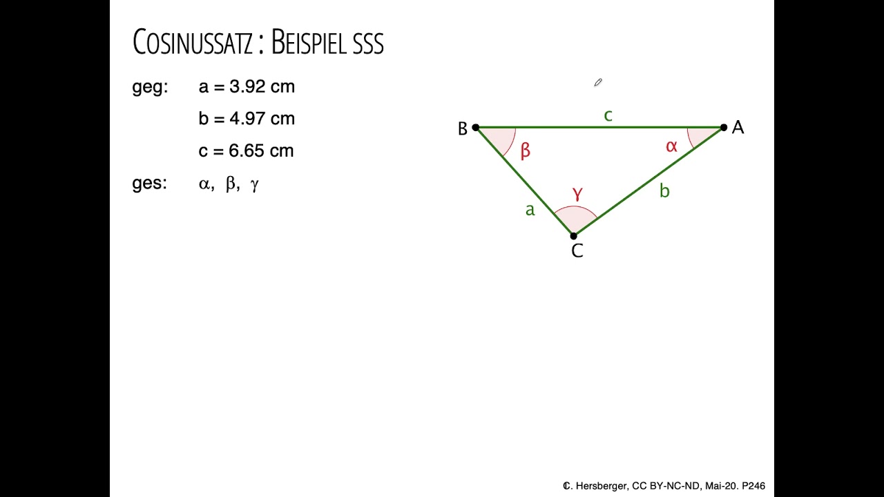 4121 72 2A Trigonometrie Cosinussatz Bsp 6 sss Antwort Challenge Sinussatz vs  Cosinussatz