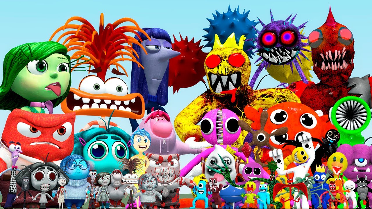 ALL INSIDE OUT FAMILY VS NIGHTMARE RAINBOW FRIENDS CHARACTERS (Garry's Mod)