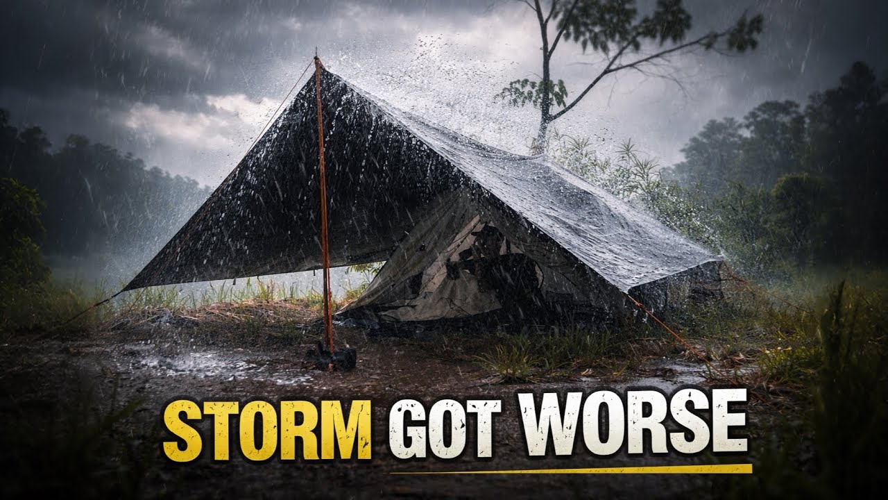 Camping in a Brutal Storm Alone | Rain Hit HARD All Night 🌧️ Heavy Rain camping 