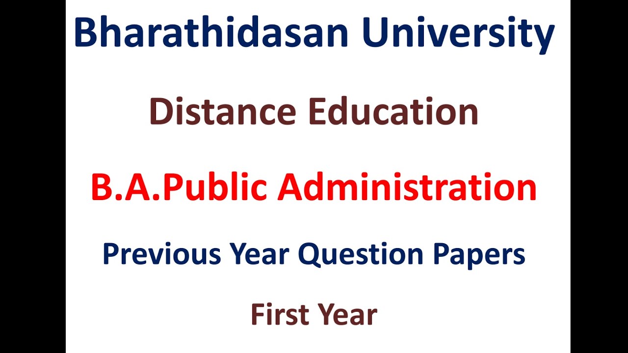 Bharathidasan University Distance Education First Year Question Paper B.A. Public Administration