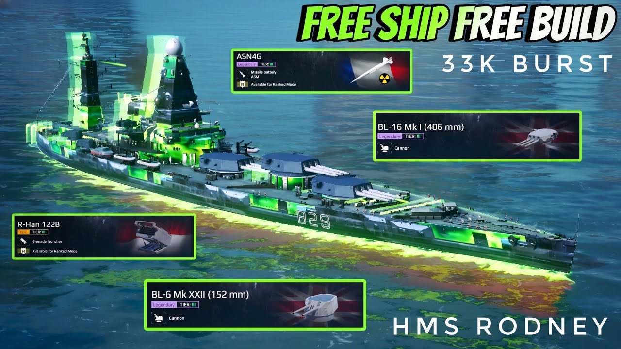 HMS RODNEY - Free Ship With Free Build 🔥 F2P Now Crazy - Modern Warships 