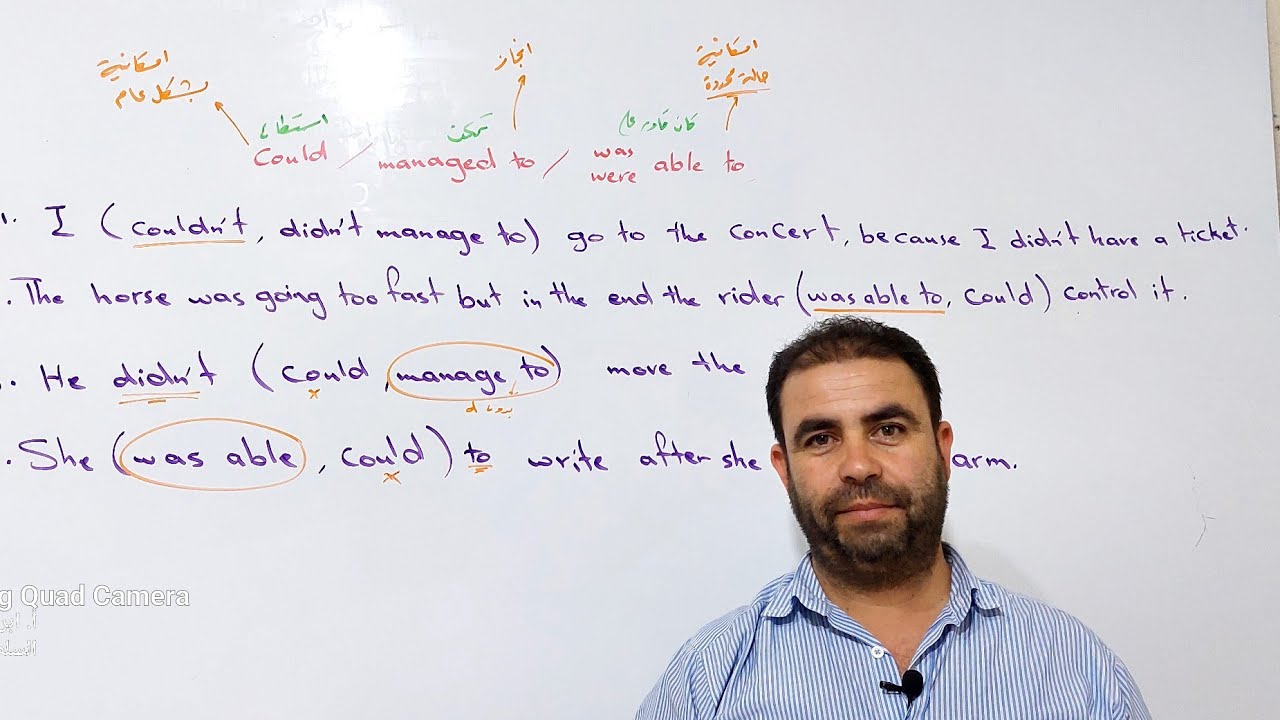 التعبير عن الإمكانية في الماضي صف التاسع الاختيار بين قوسين ( could, managed to, was/were able to )