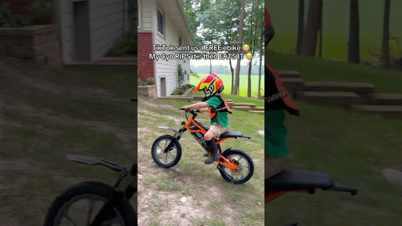 Kids electric dirtbike first ride 4 year old #dirtbike #electric #ebike #4yearold #surron