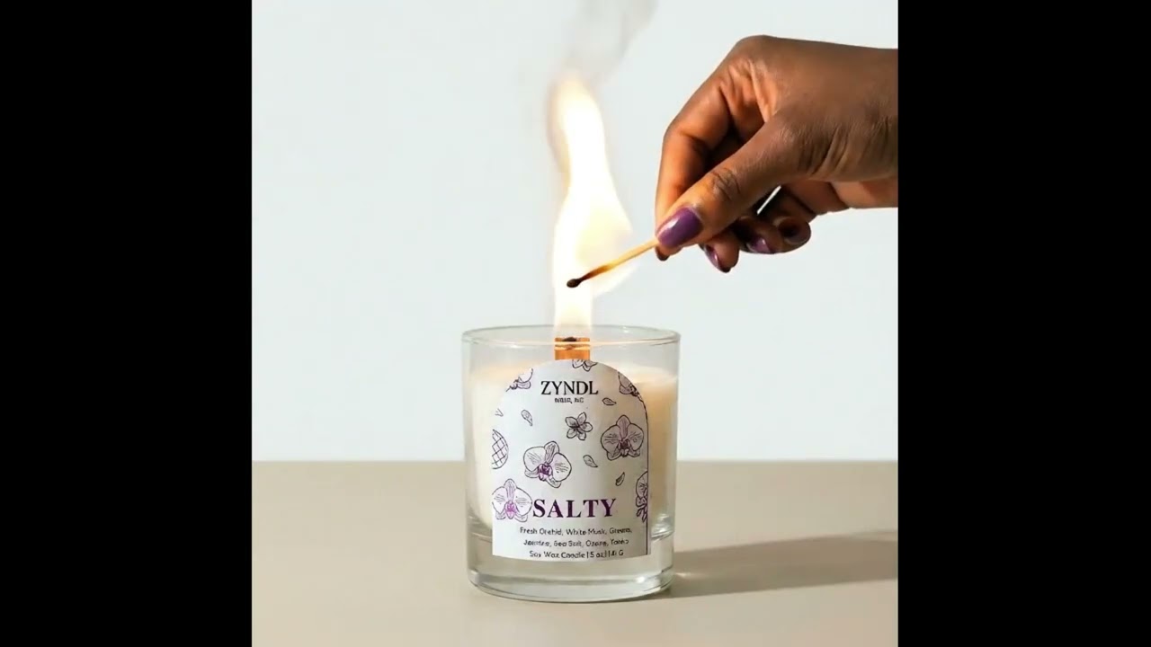 Sea salt and orchid scented soy candle