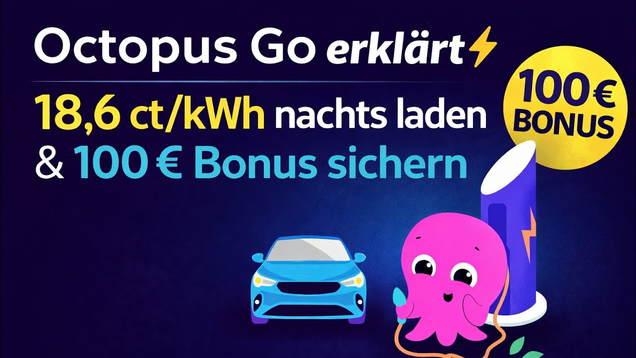 Octopus Go erklärt ⚡ E-Auto nachts für 18,6 ct/kWh laden & 100€ Bonus sichern