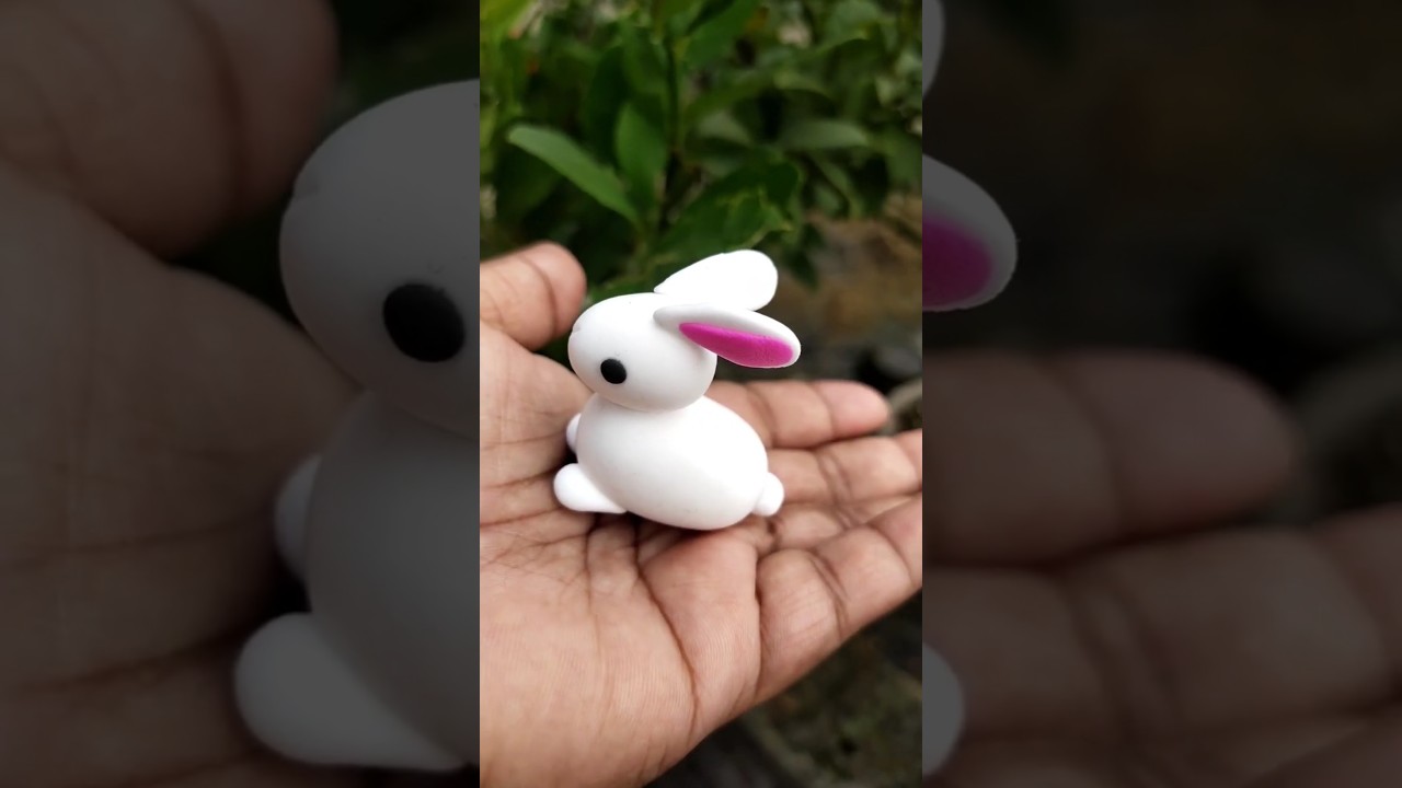 DIY rabbit with air dry clay  #rabbit #clay