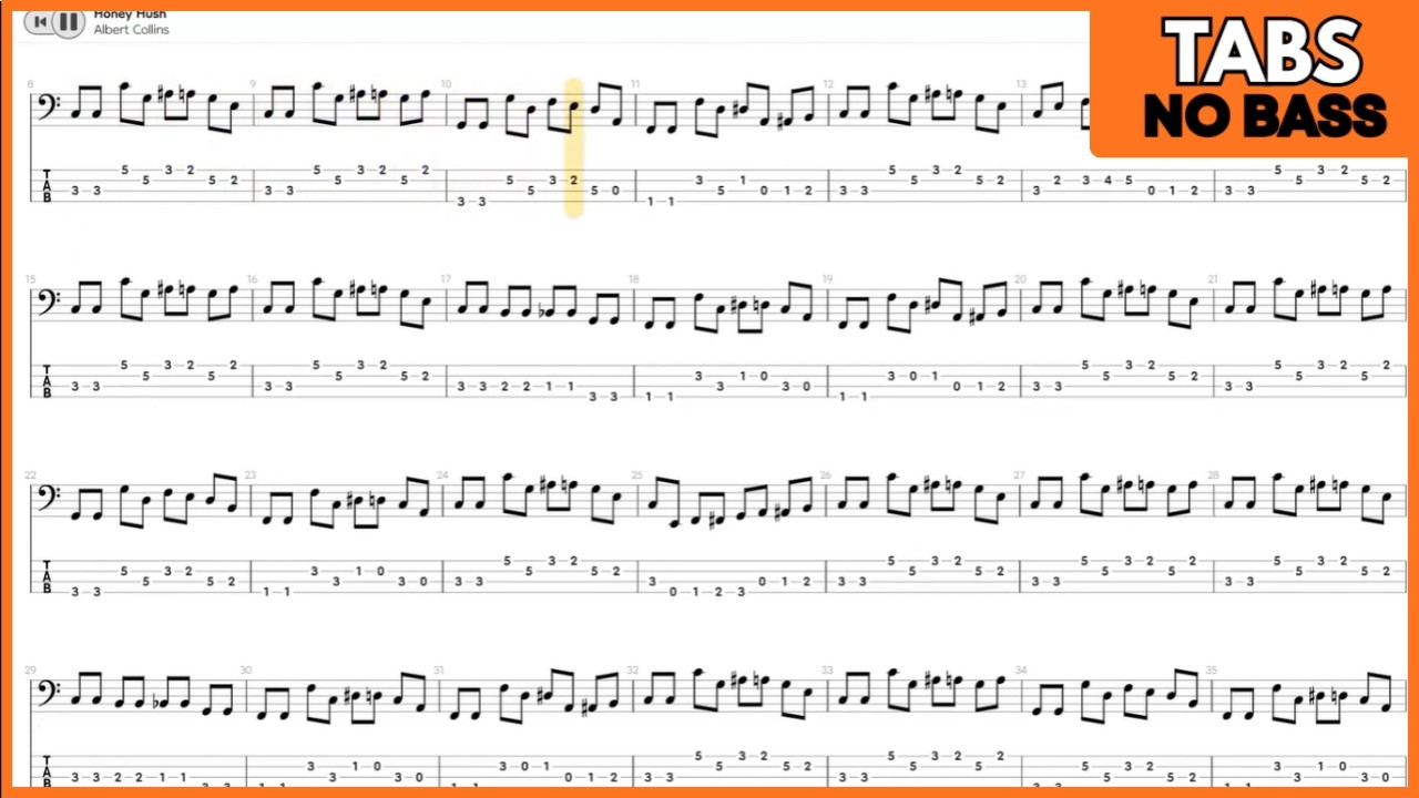 Albert Collins - Honey Hush (Play Along Tabs Bass Cover)
