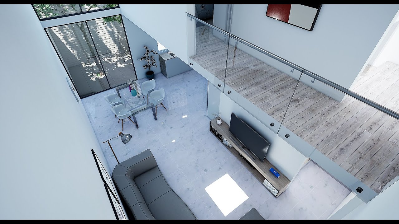 PLANO DE CASA PEQUEÑA MINIMALISTA  | DOBLE ALTURA