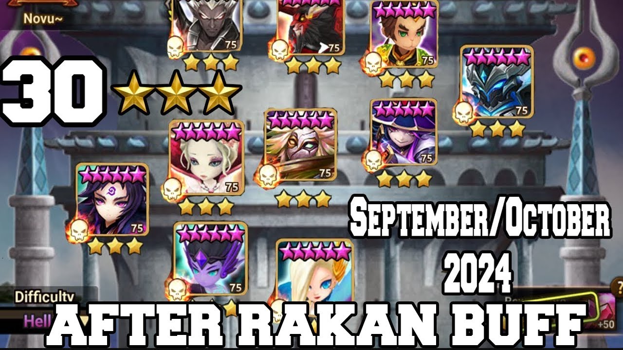 TOA Hell 30 Star Clear September/October 2024 AFTER RAKAN BUFF Summoners War