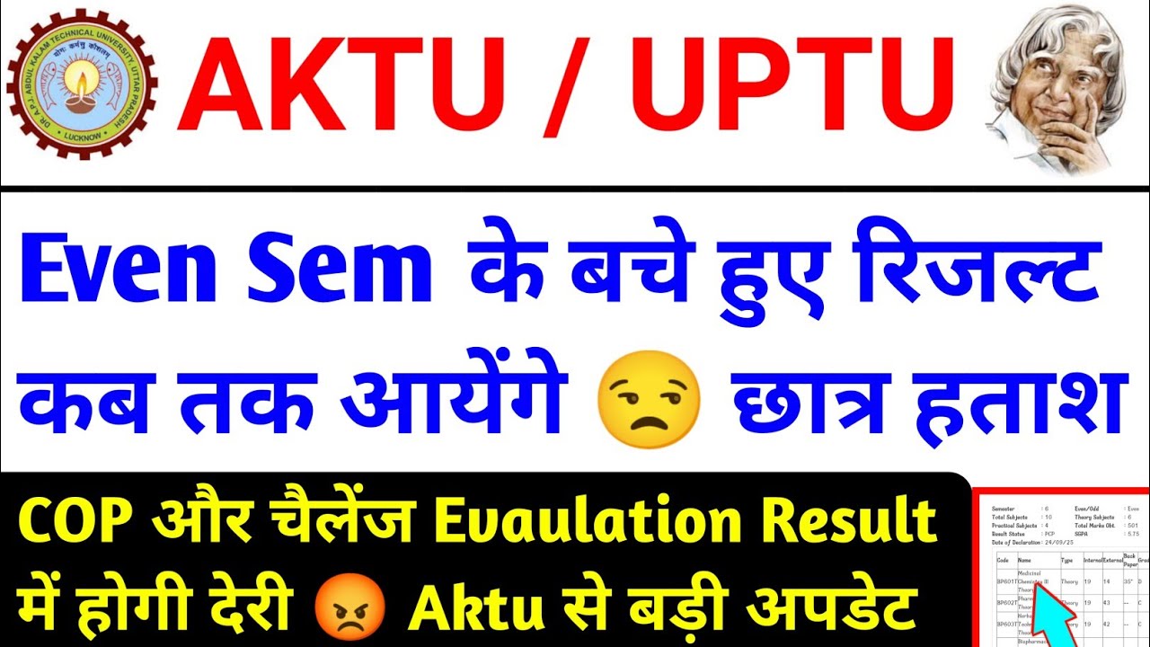 Aktu even sem 2025 cop result news / aktu even sem result news / aktu latest news / aktu news / aktu