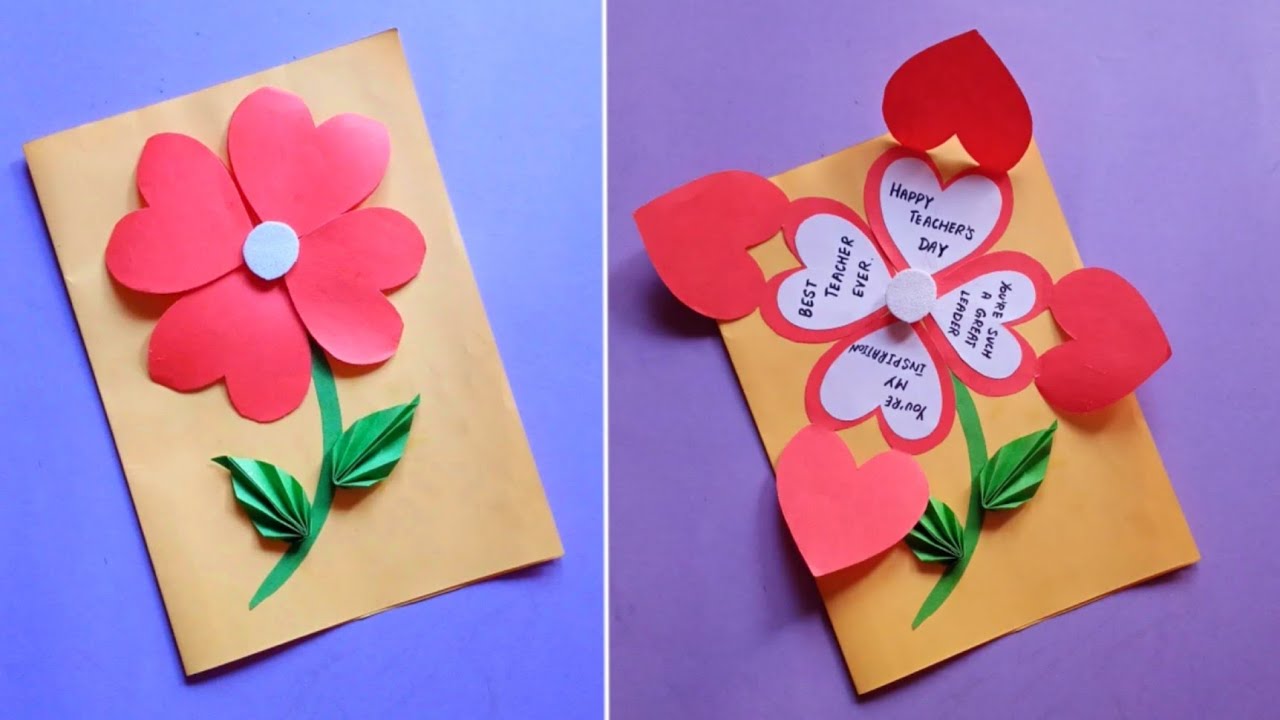 DIY Teacher's Day card/Handmade Card For Happy Teachers Day/Teachers Greeting Idea/Paper Flower Card
