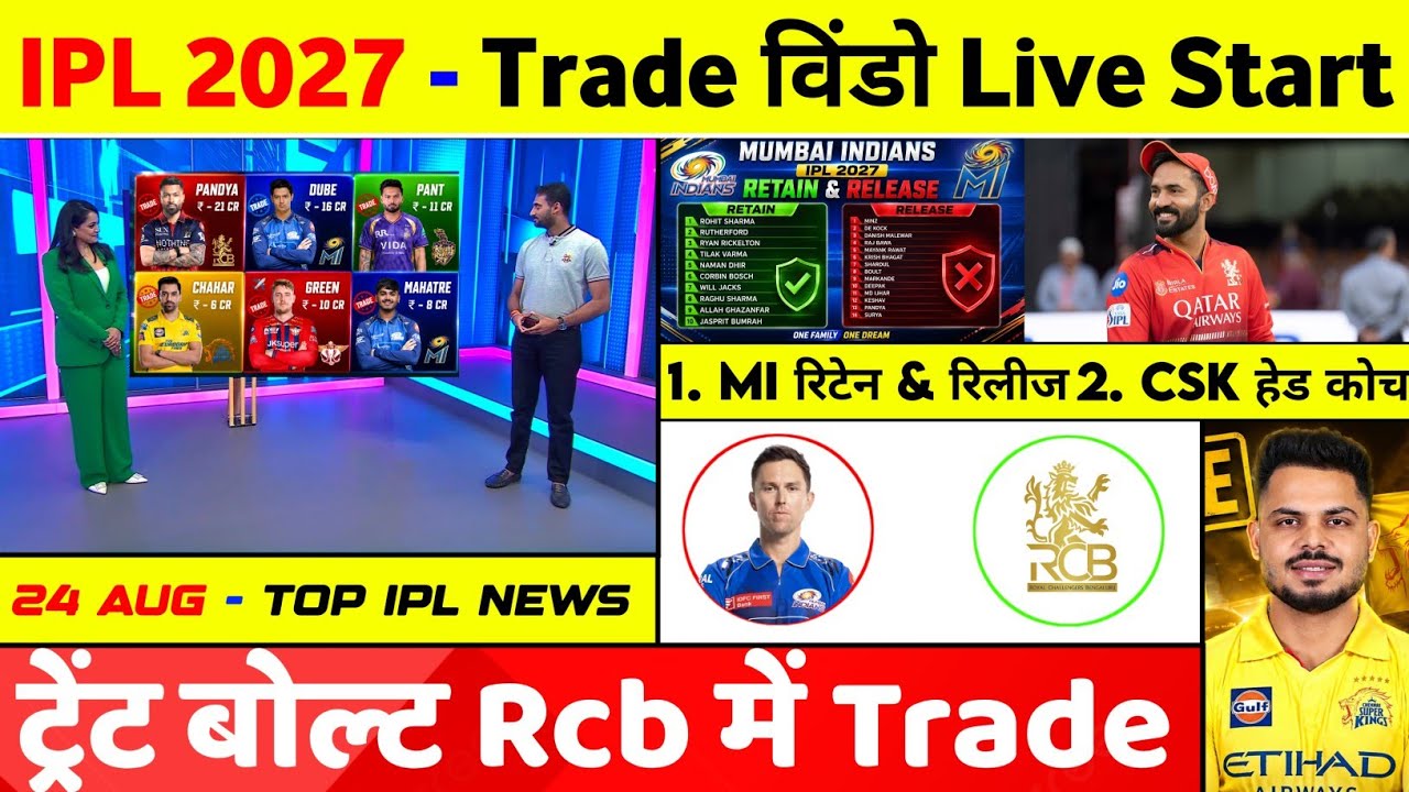 IPL 2027 - 10 Big News (CSK Head Coach 2027, MI Retain & Release List, Trade, Trent Boult, DC)
