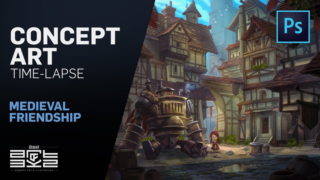 Medieval Friendship - Fantasy Environment Concept Art Time-lapse