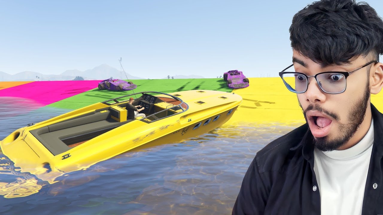 Cars Vs Cars Challenge 9999.9999% People Fall in Water in This GTA 5 Race!