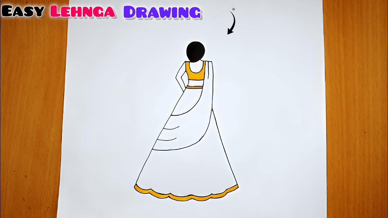“How to Draw a Beautiful Lehenga Dress | Easy Drawing Tutorial”