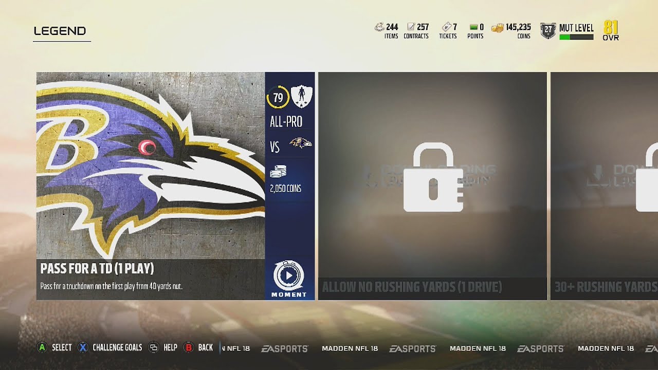 Madden NFL 18 | Gauntlet | Legend Challenge #1 | Pass For A TD (1 Play)