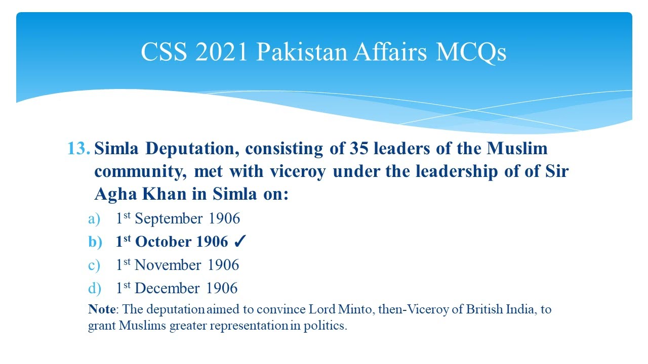 CSS Pakistan Affairs 2021 Solved MCQs   Part 2