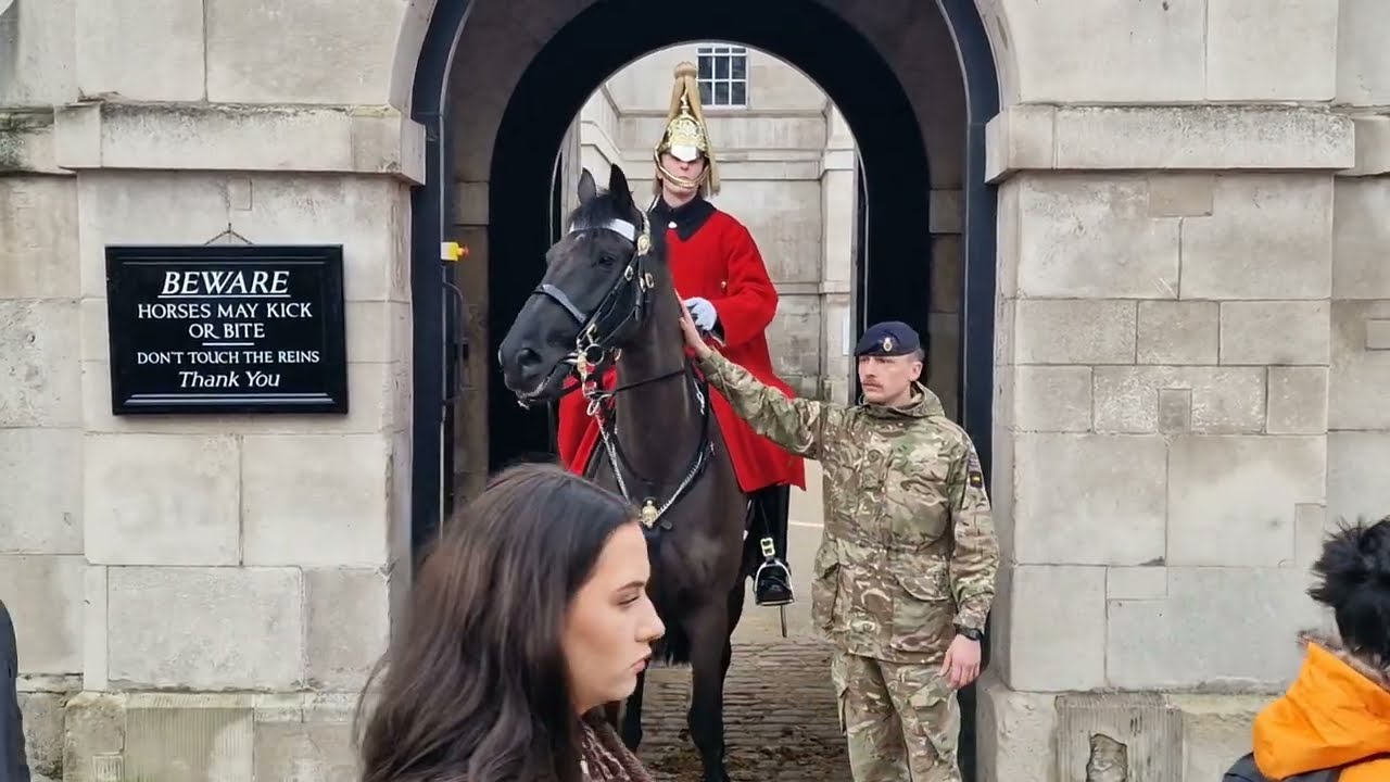 band spooked the kings guards horse taken back to stables #thekingsguard