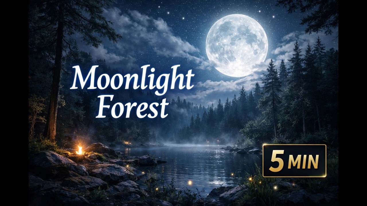 10 Minutes Moonlight Forest Night Ambience for Relaxation
