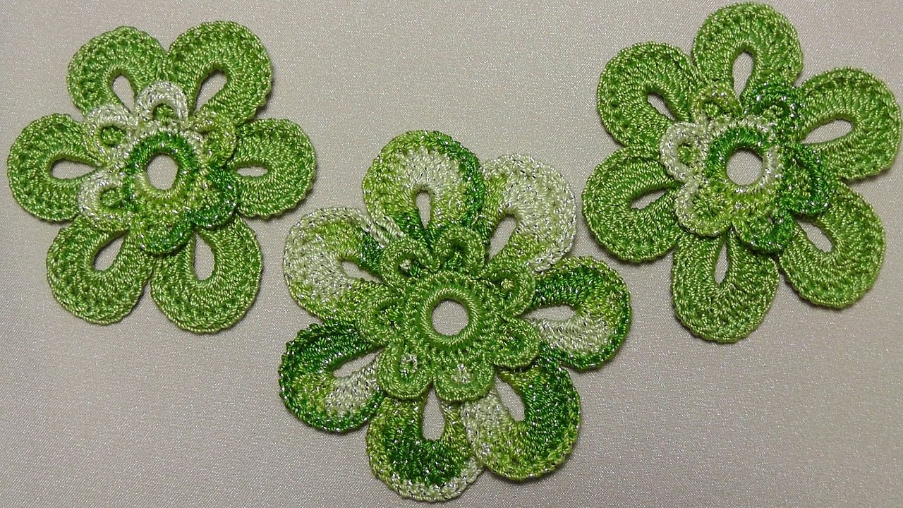 Урок вязания крючком ЦВЕТКА двухцветного. Crochet Flowers. Вязаные цветы крючком