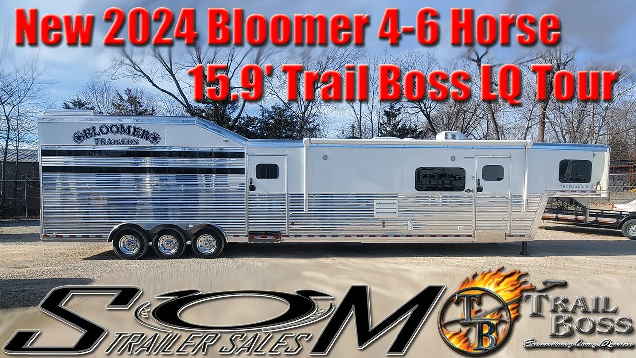 New 2024 Bloomer 4-6 Horse 16' Stock Trailer, Custom 15.9 Trail Boss LQ, Alcoa Wheels, Hay Pod