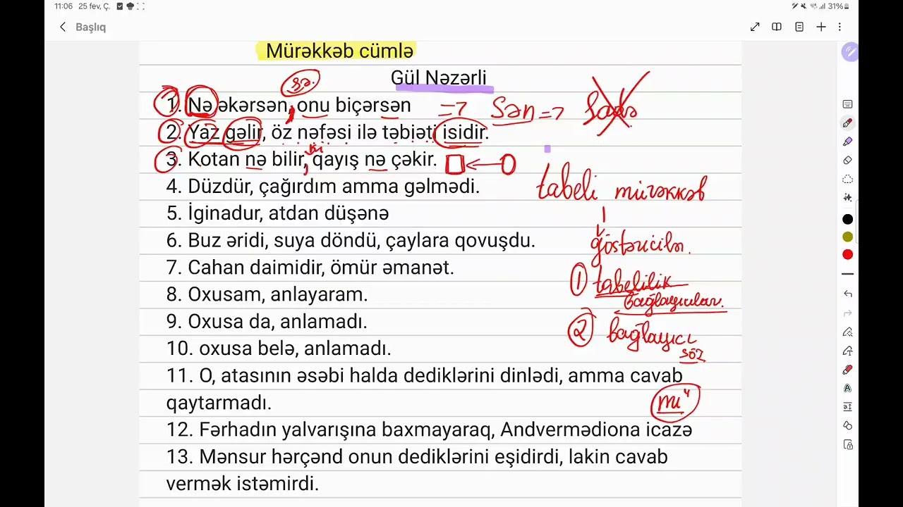 Mürəkkəb cümləyə aid🤗