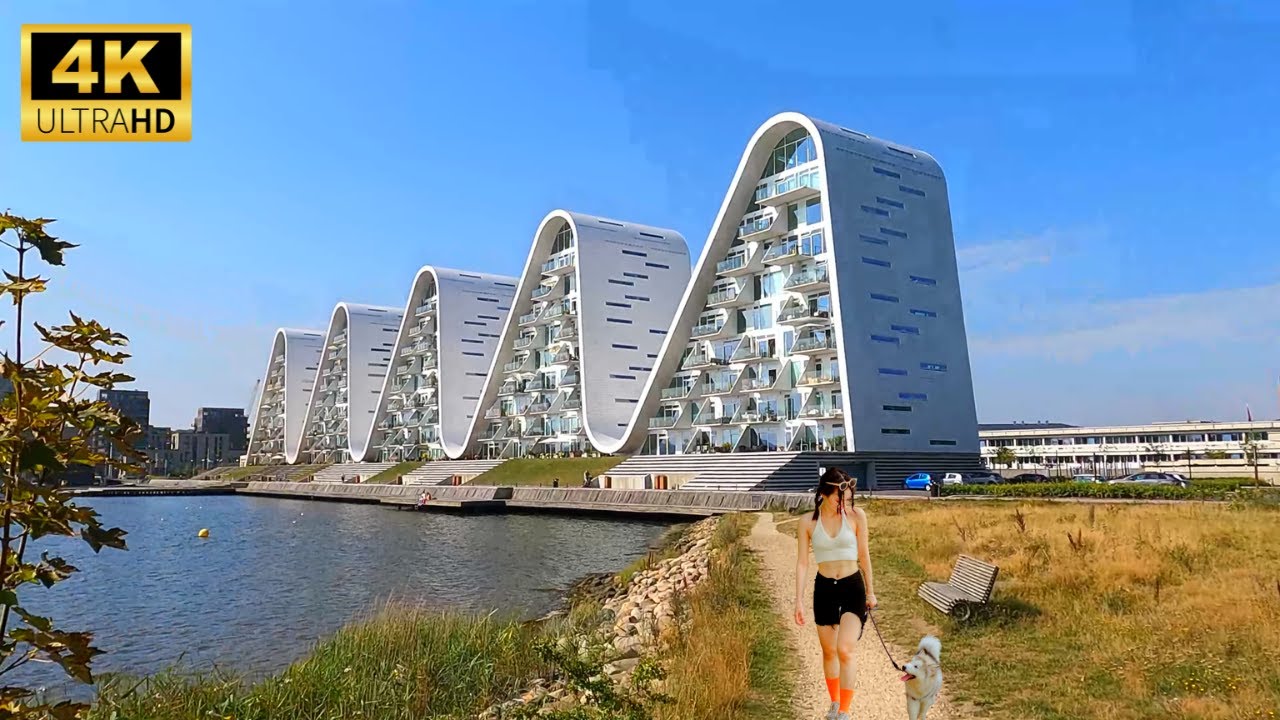 [4K] Vejle w 2 minuty &ndash; B&oslash;lgen (fala) &ndash; Spacer w Danii &ndash; Fjordenhus w Vejle &ndash; Vejle Midtpunktet
