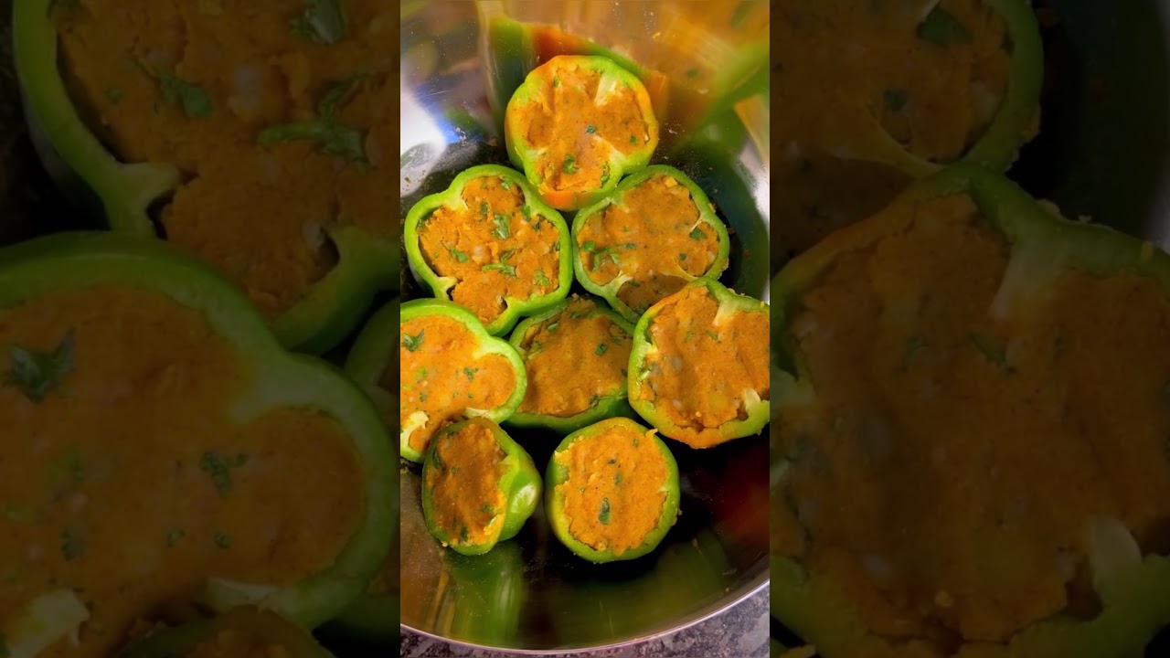 Stuffed capsicum (With Aloo Masala) #food #shortsyoutube #shortsfeed #shorts