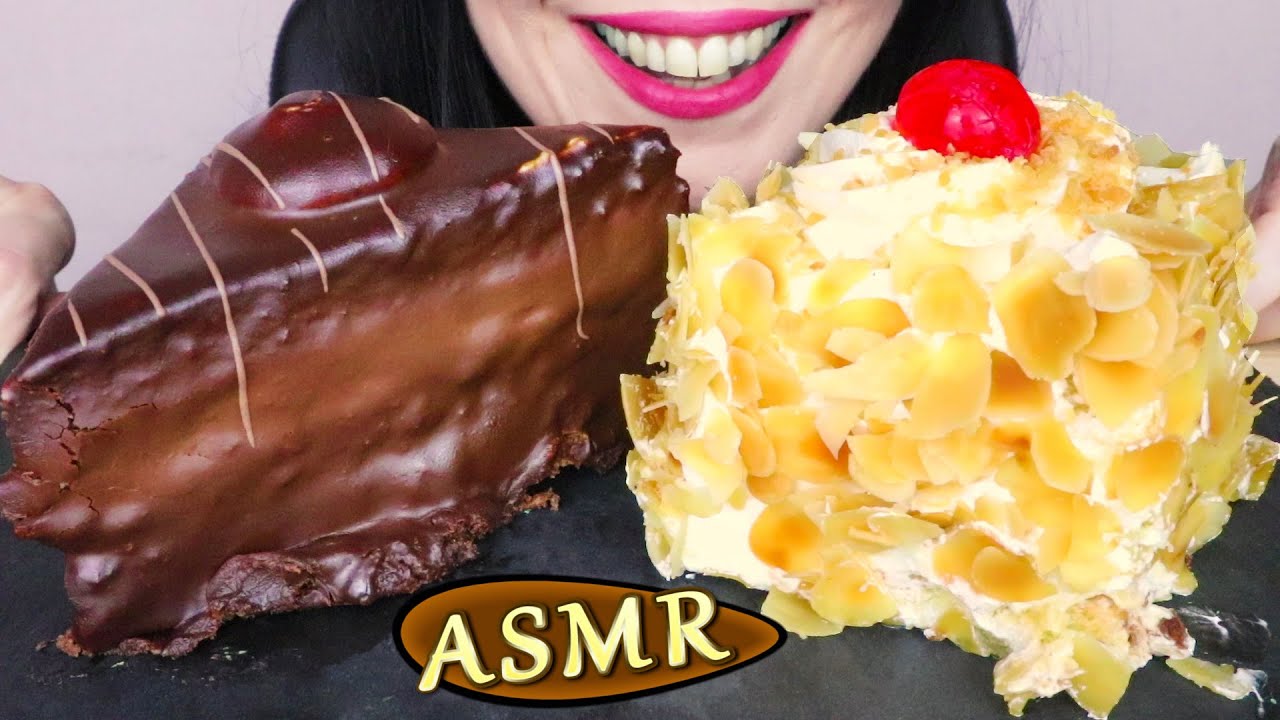 CHOCOLATE & ALMOND MOUSSE CAKES 🍰 | ASMR Mukbang  - 먹방 | No Talking | Real Eating Sounds
