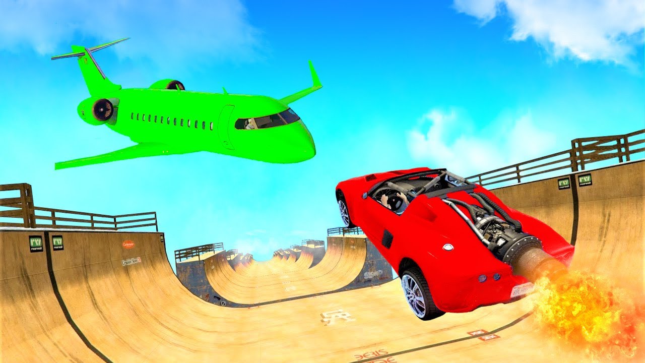 Vliegtuigen vs Megaramp! (GTA 5 Races)