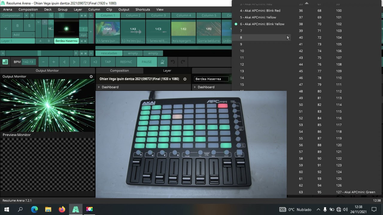 Configurar colores del pad controlador midi Akai en Resolume arena