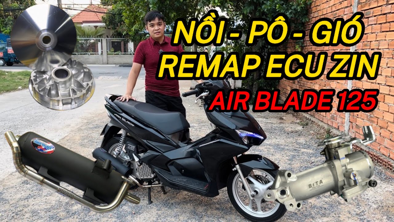 AB 125 (Airblade) nồi pô gió và remap ECU zin | Combo hot dành cho các dòng tay ga Honda ... |