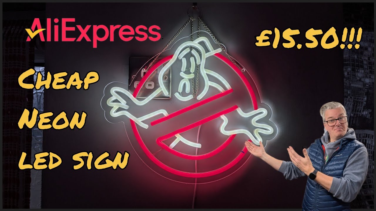 Дешевая неоновая светодиодная вывеска «Охотники за привидениями» от AliExpress за 15,50 фунтов ст...