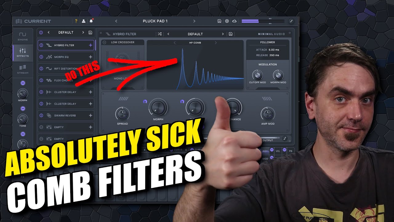 Physical Modelling Organic Plucks and Pads with Minimal Audio Current