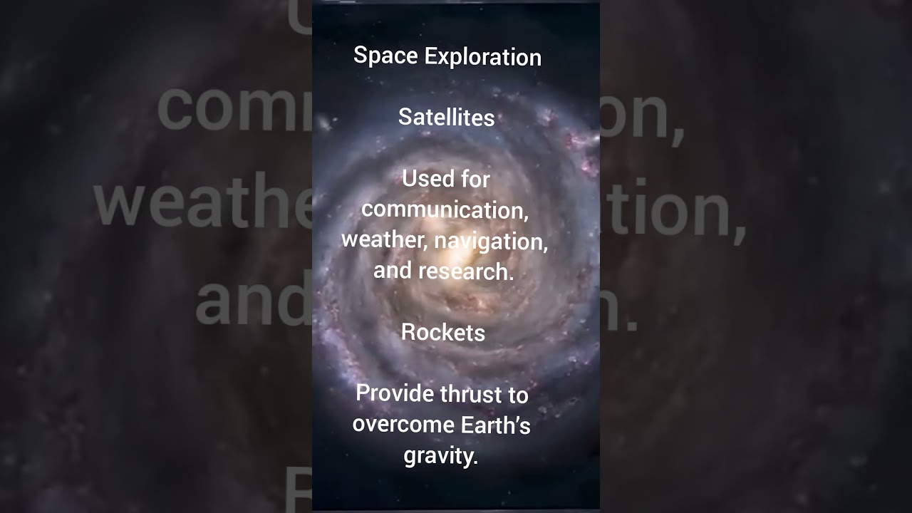 Space ExplorationSatellitesUsed for communication, weather, navigation, and research.Rockets