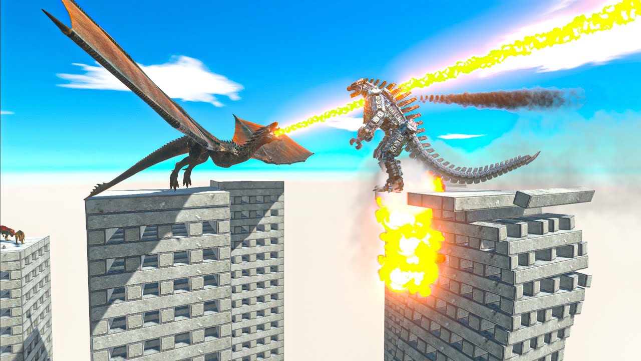 MECHAGODZILLA BATTLES ON BUILDING - Animal Revolt Battle Simulator