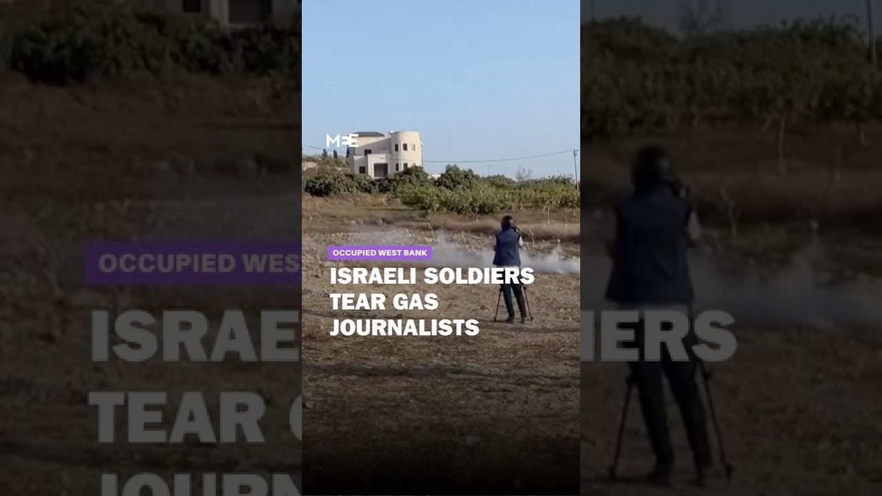 Israeli soldiers tear gas Palestinians and journalists in the occupied West Bank