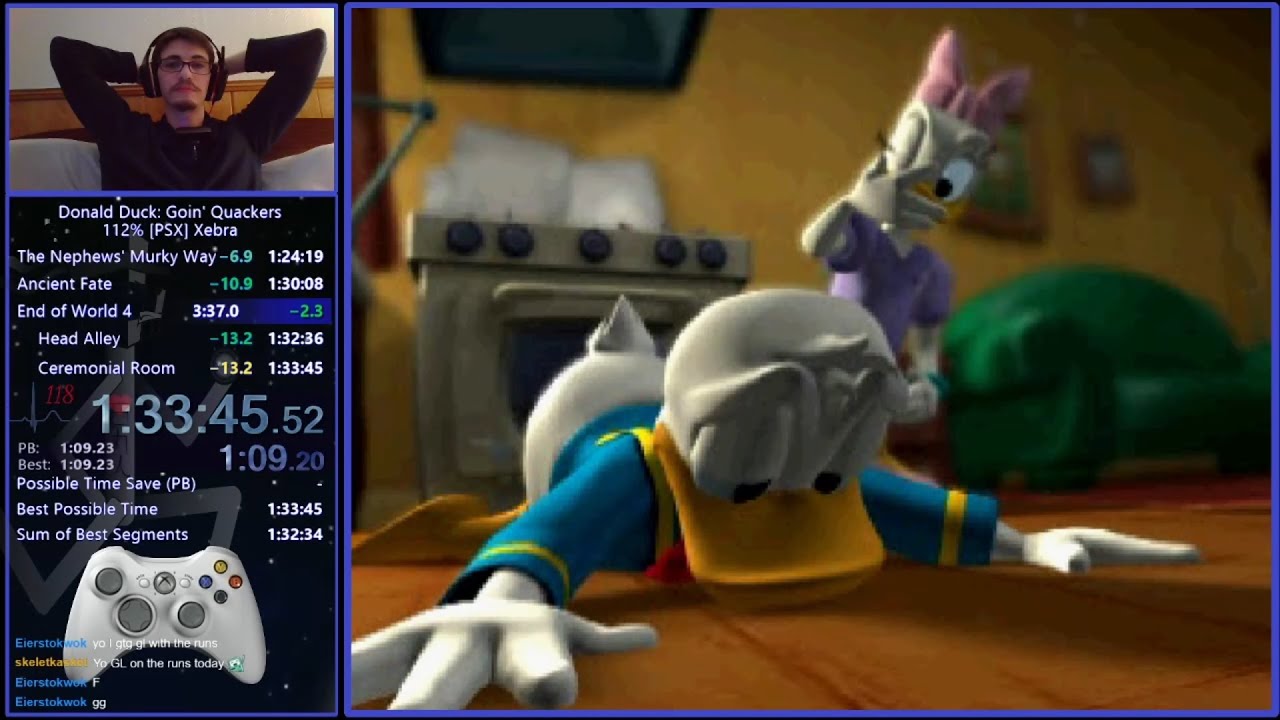 Donald Duck Goin' Quackers 112% PS1 Speedrun in 1:33:45 (Xebra emulator)