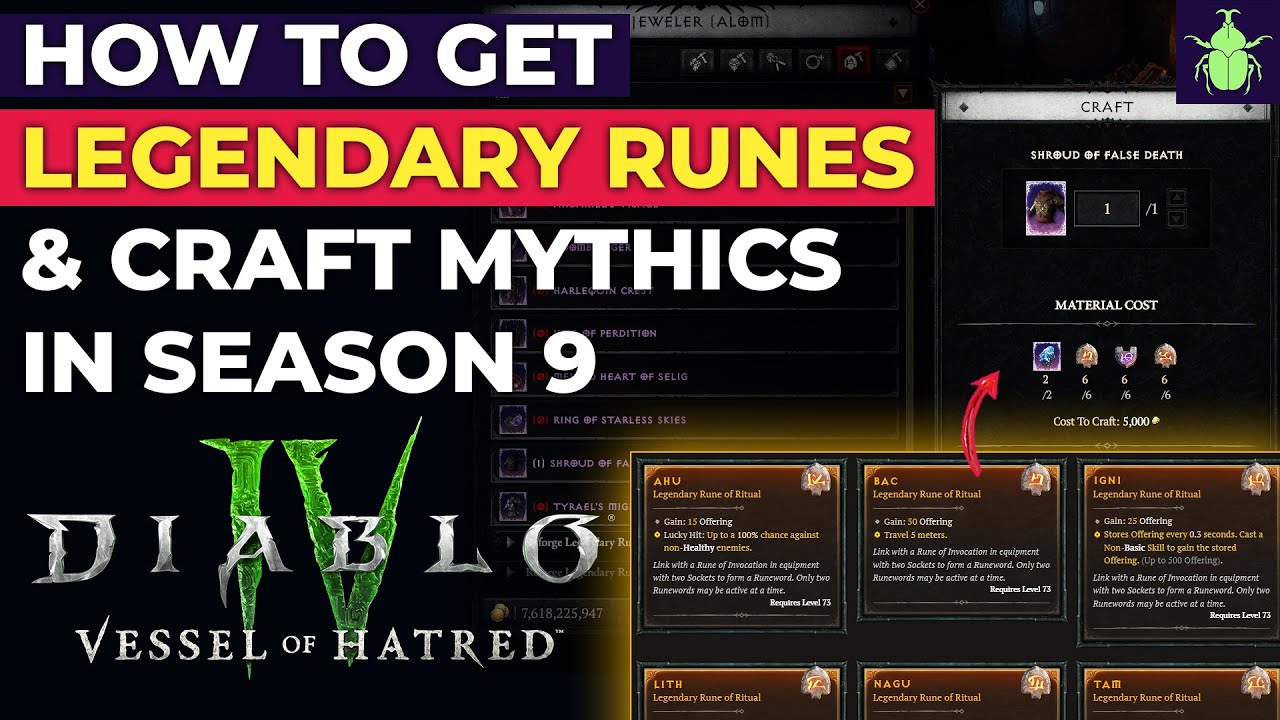 Diablo 4 - How To Get Legendary Runes & Craft Mythics in Season 9