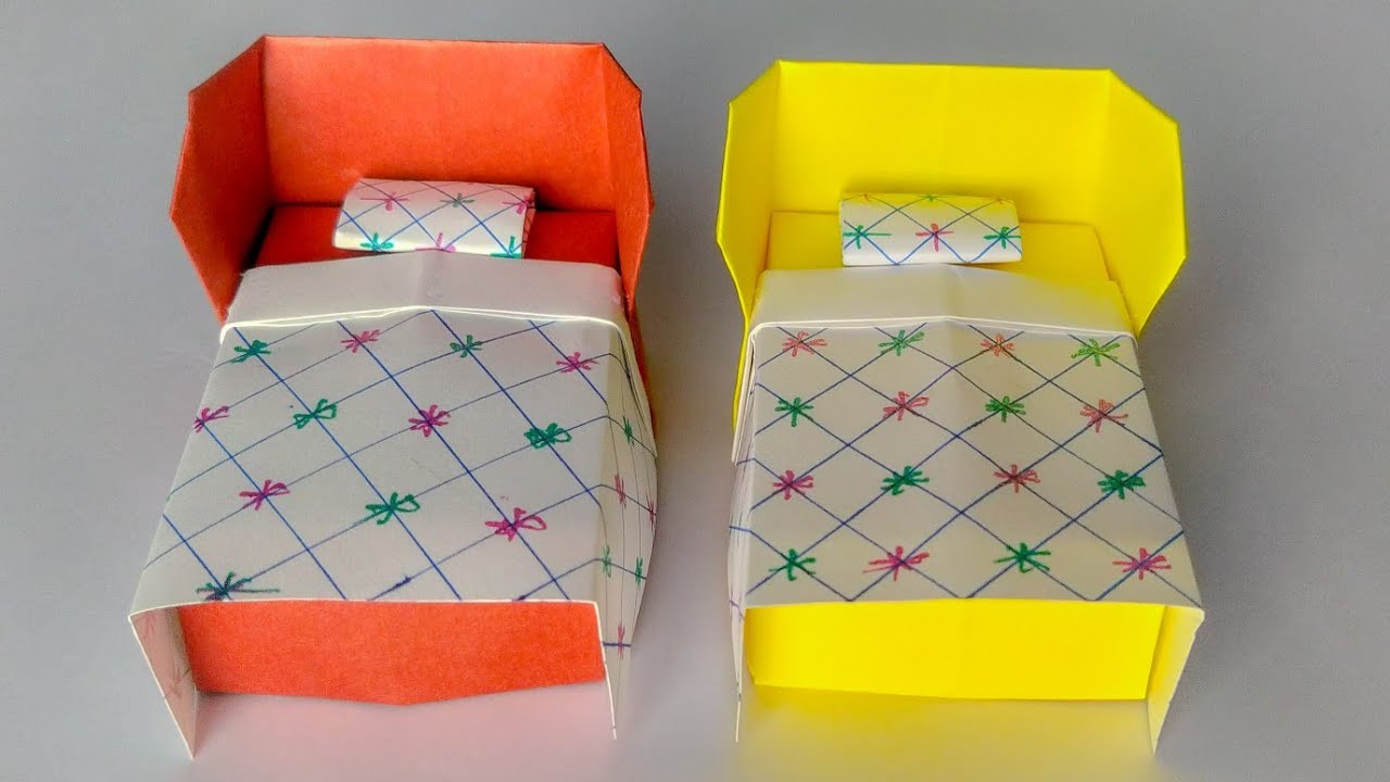 How To Make a Origami Bed | Paper Bed | Easy Origami Bed | Origami Furniture | Easy Paper Crafts