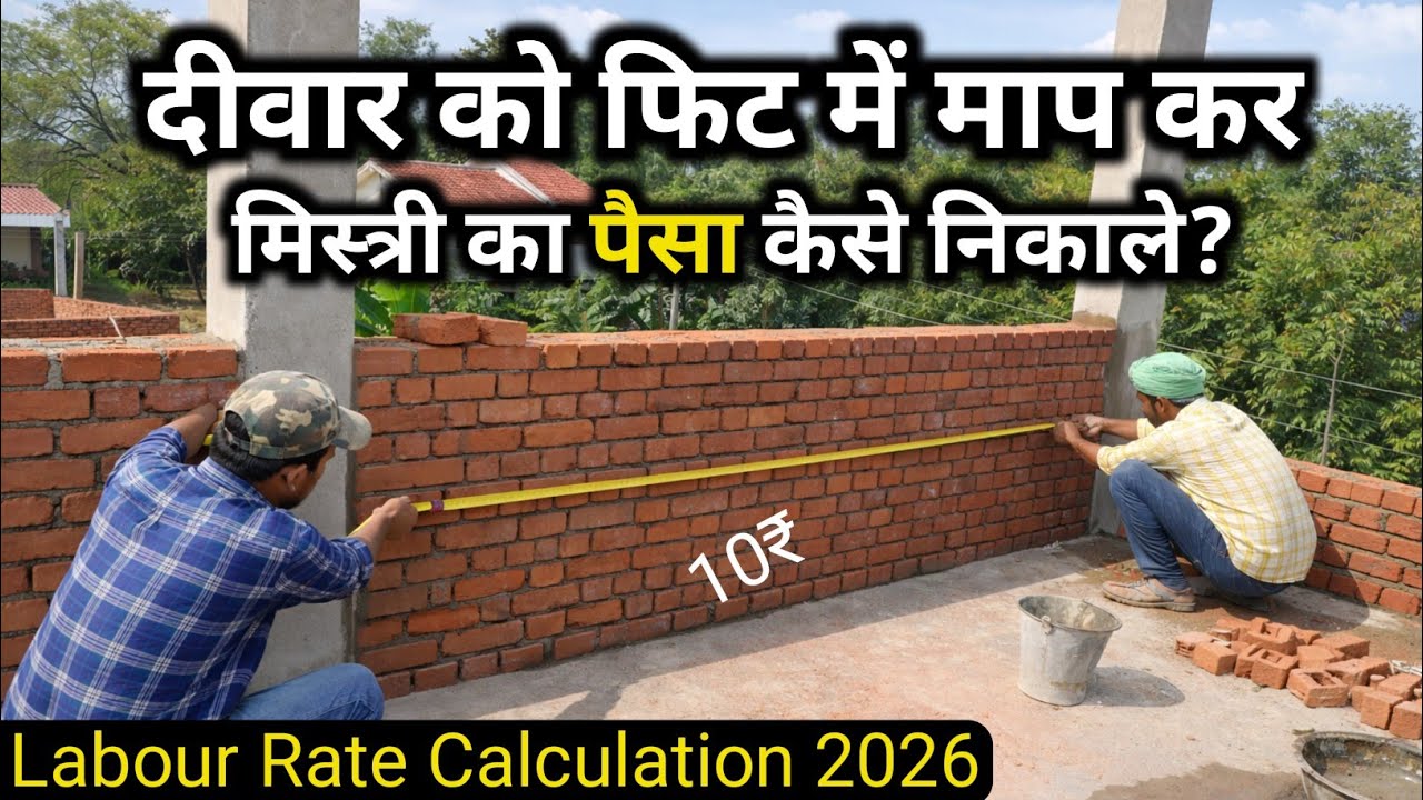 How to calculate wall area for labour payment | दीवार कैसे मापे | brick work labour rate 2026