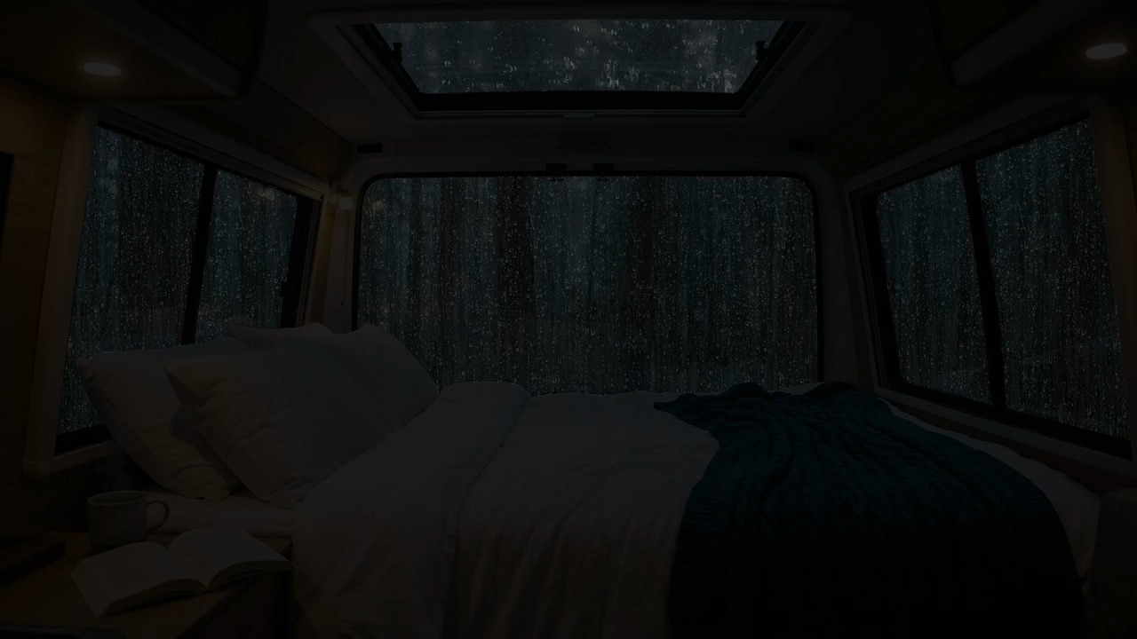 3 Hours⚡️Deep Sleep with Forest Rain in a Camper Van