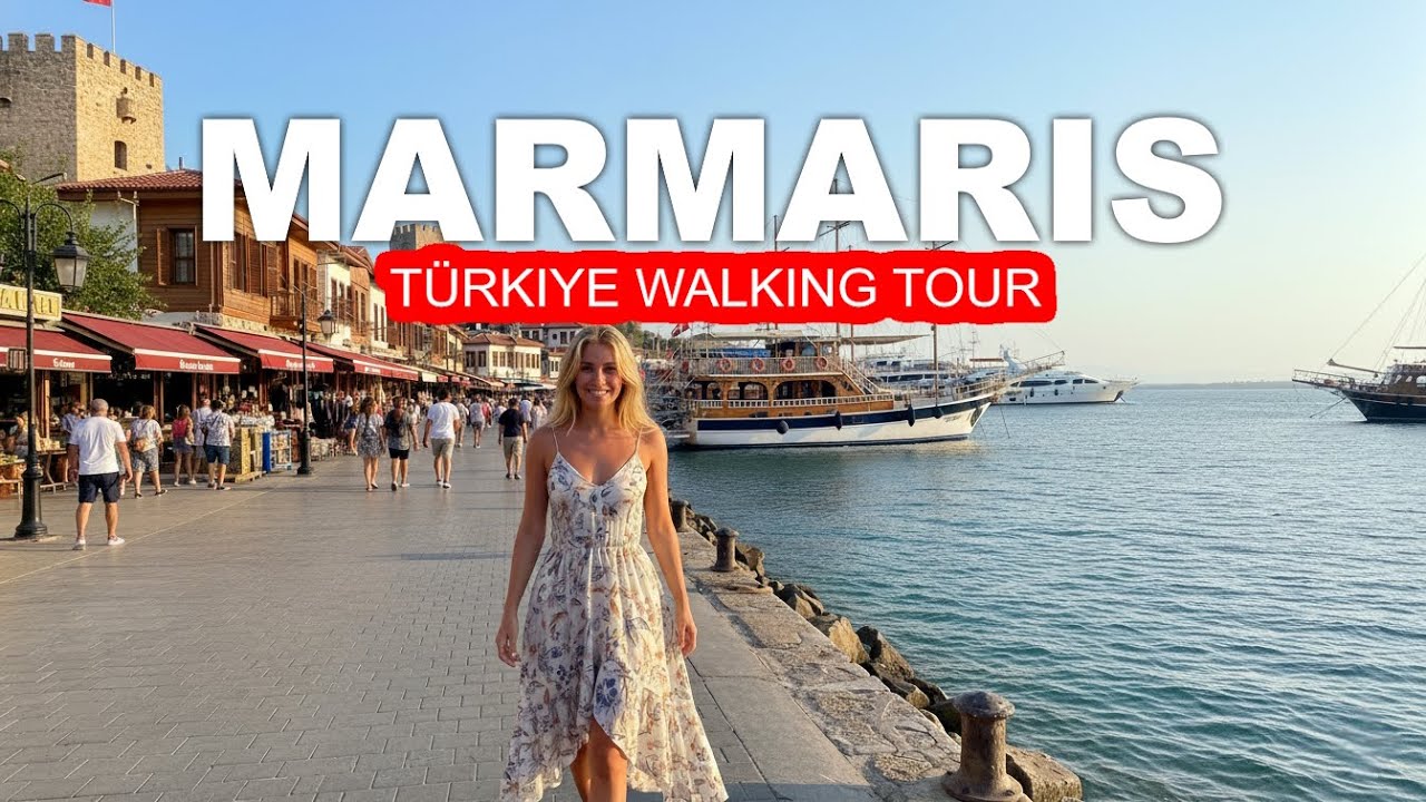 1 hour walking tour in Marmaris, Türkiye 4K 60 FPS on a SUNNY DAY