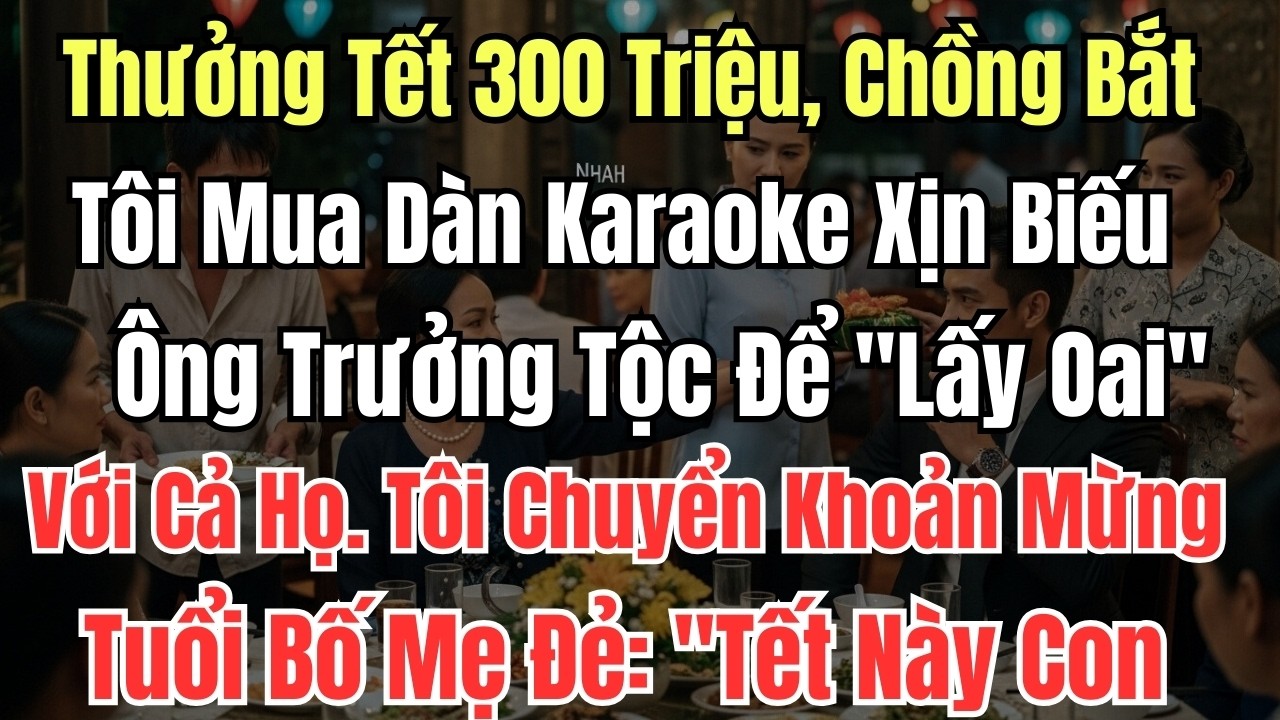Thưởng Tết 300 Triệu, Chồng Bắt Tôi Mua Dàn Karaoke Xịn Biếu Ông Trưởng Tộc Để 