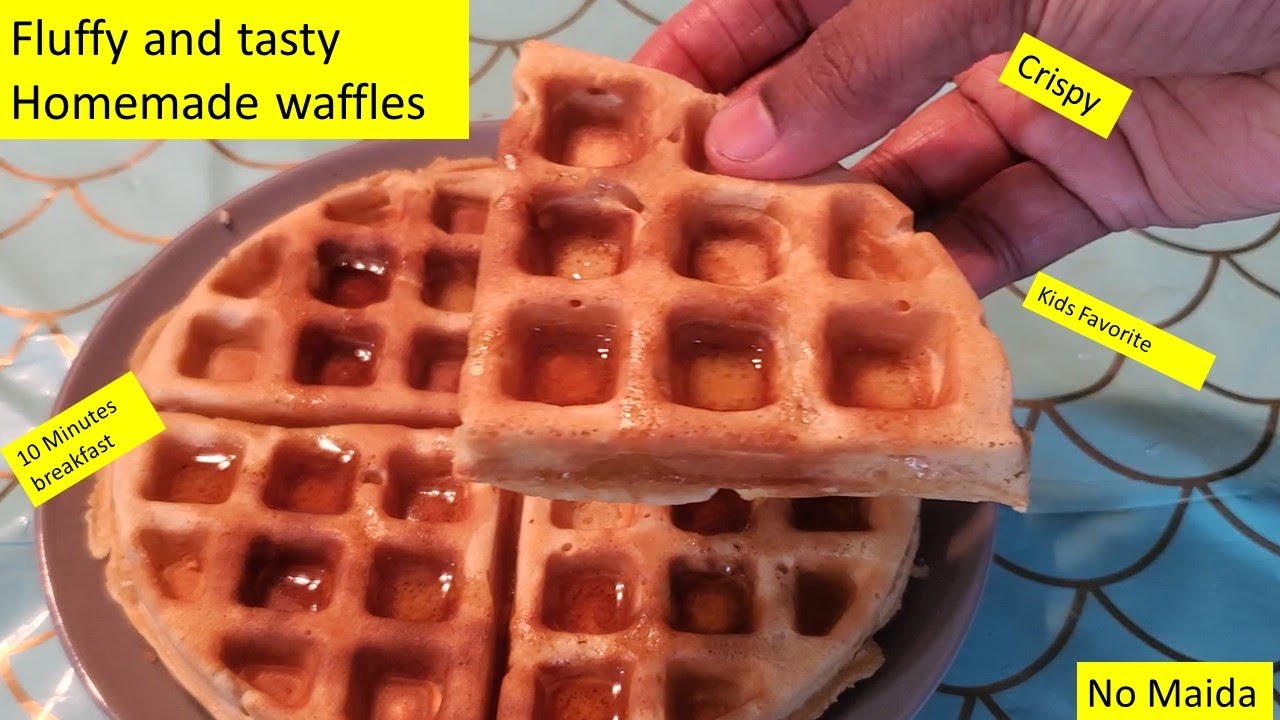Homemade waffle recipe | wheat flour | waffles without waffle maker | 10mins breakfast recipe