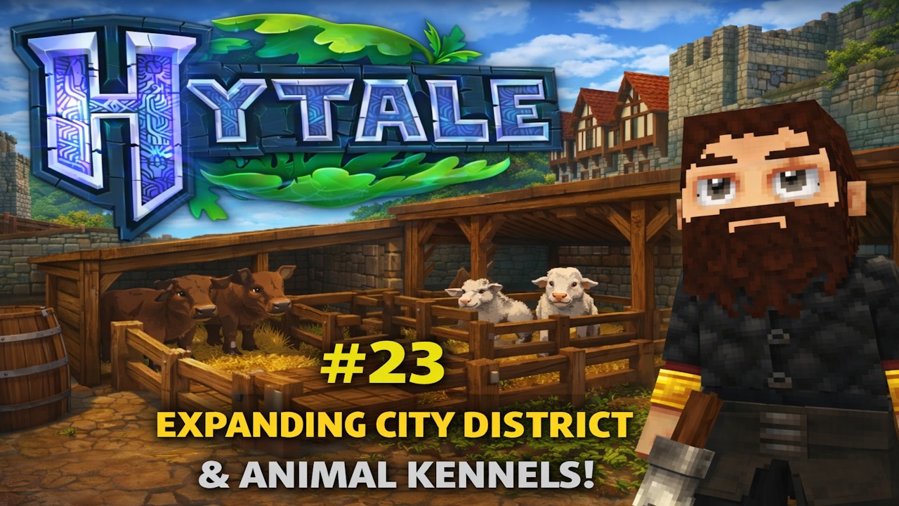 Hytale Journey #23 – Expanding the City District, New Townhouses & Building Our First Animal Kennels