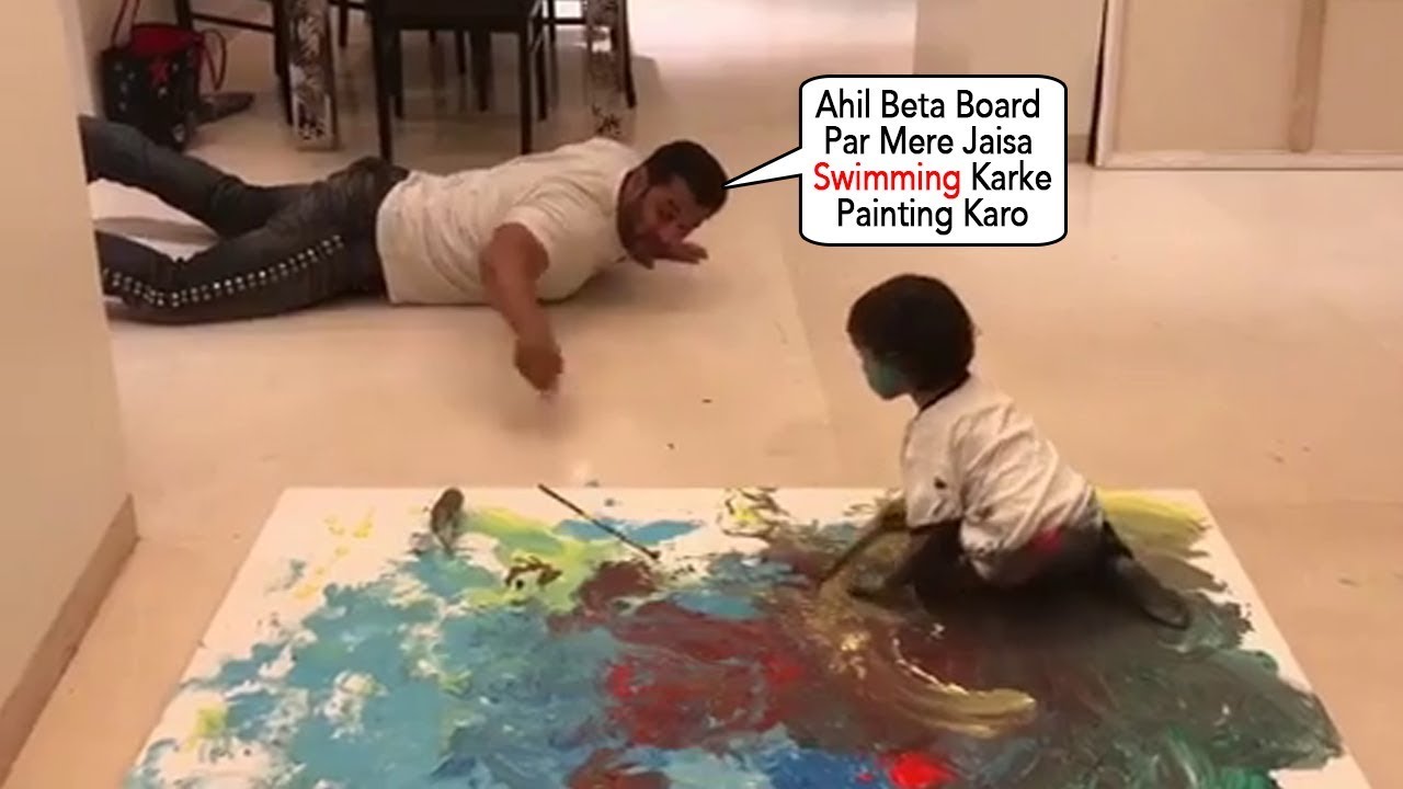 Salman Khan Teaching Painting To CUTE Nephew Ahil Sharma Video