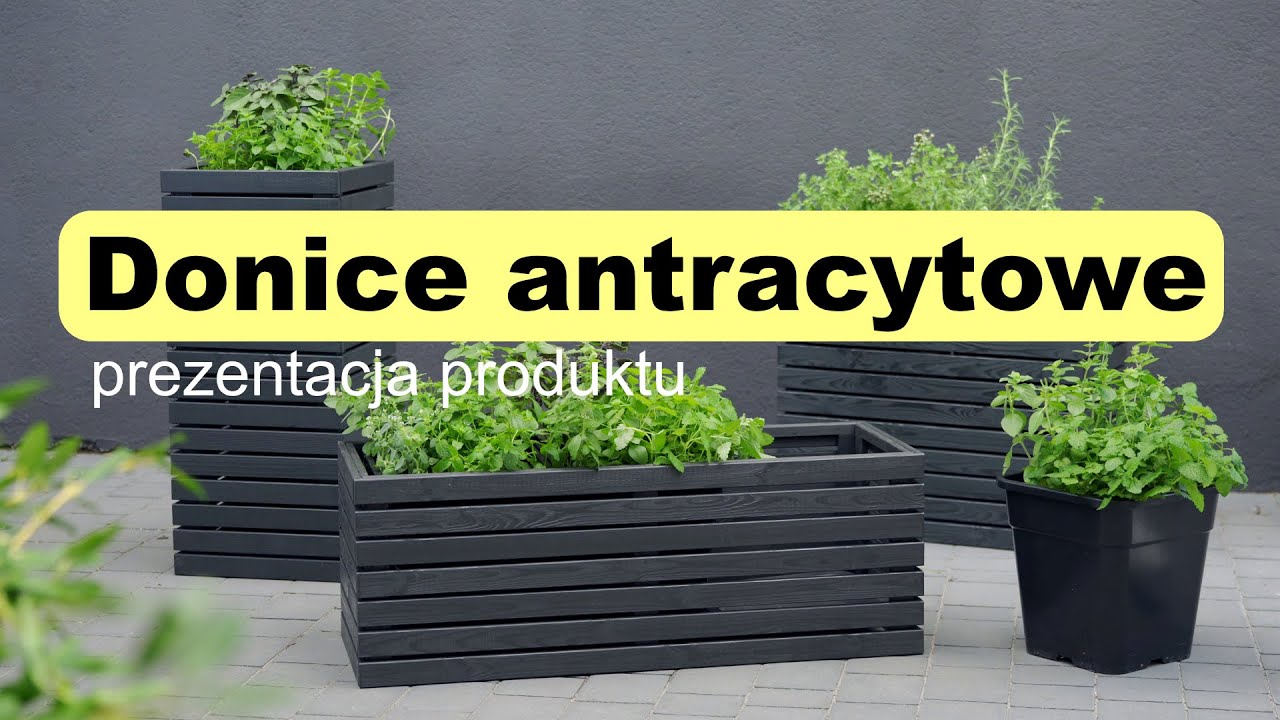 Drewniane donice antracytowe z wyciąganym wkładem 18l &ndash; prezentacja donic do ogrodu